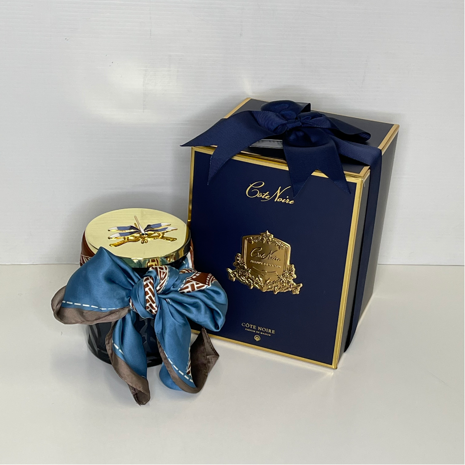 Bougie foulard bleue - Maison porcel  | Porcelaine