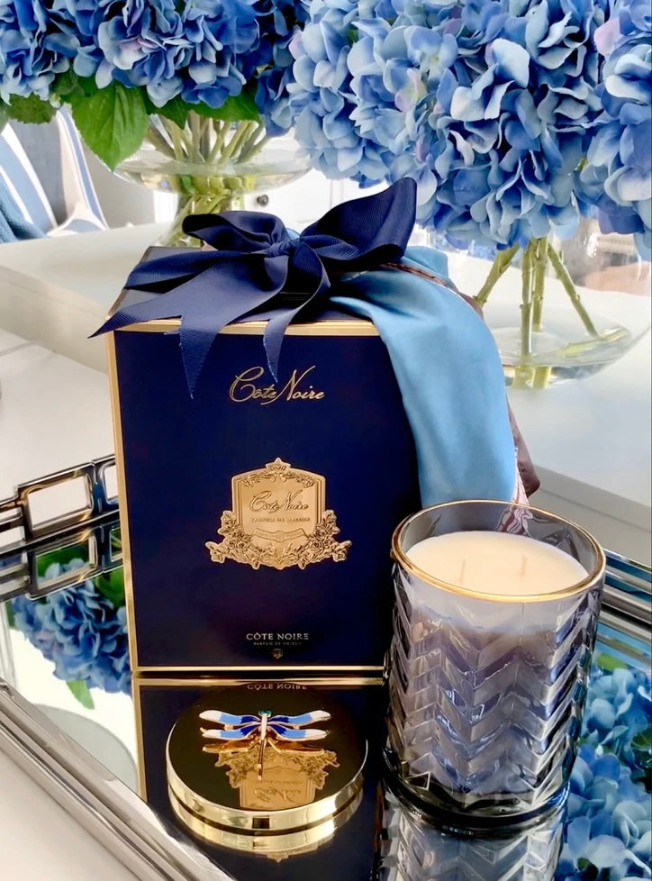 Bougie foulard bleue - Maison porcel  | Porcelaine