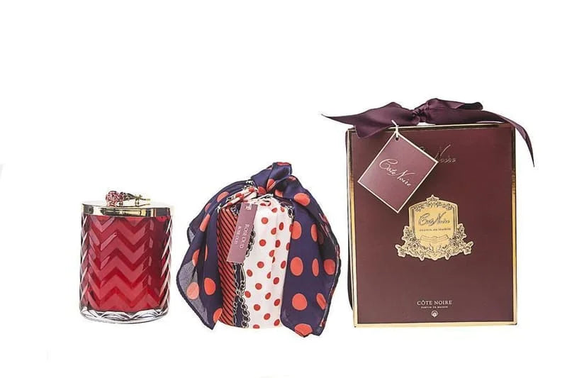 Bougie foulard bordeaux - Maison porcel  | Porcelaine