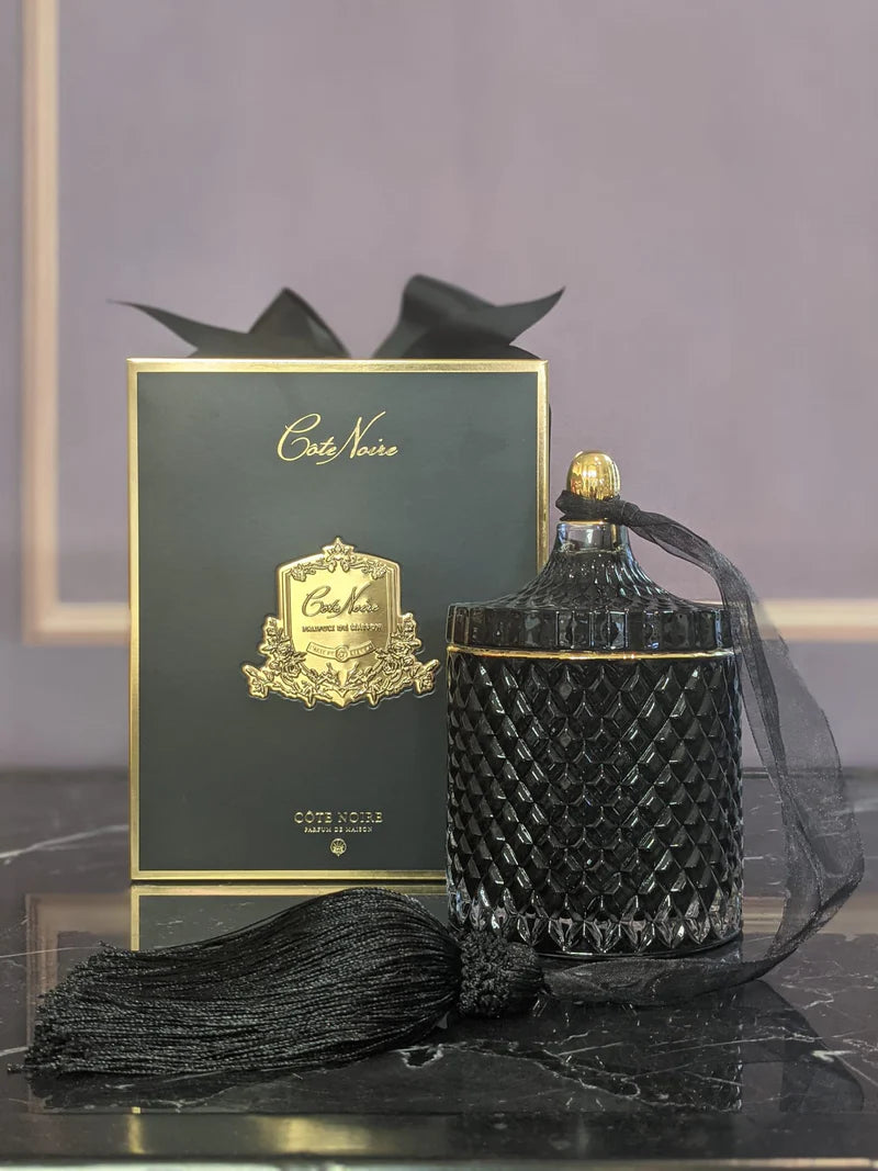 Grande bougie art deco doré noir - Maison porcel  | Porcelaine