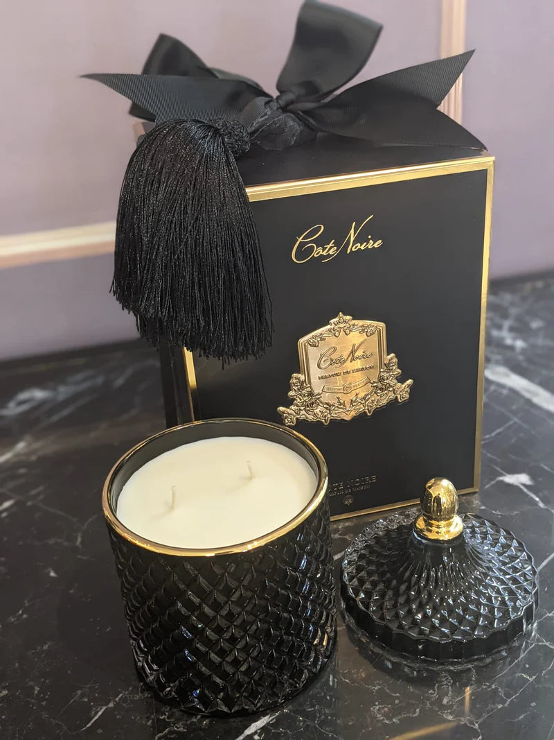 Grande bougie art deco doré noir - Maison porcel  | Porcelaine