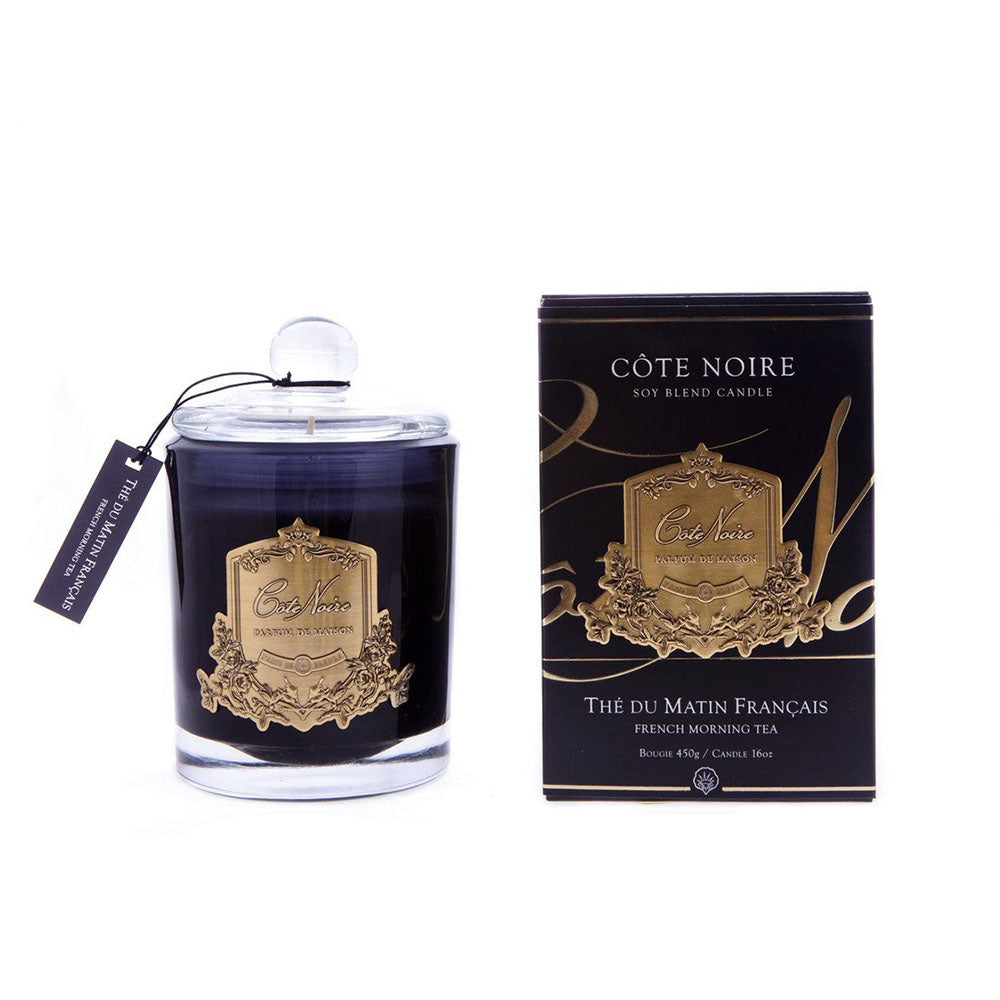 Bougie 450g thé du matin français doré noir - Maison porcel  | Porcelaine