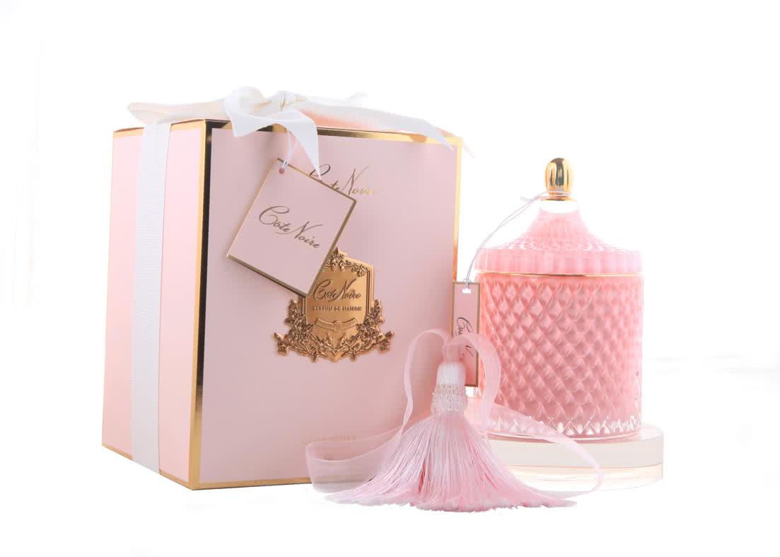 Grande bougie art deco rose - Maison porcel  | Porcelaine