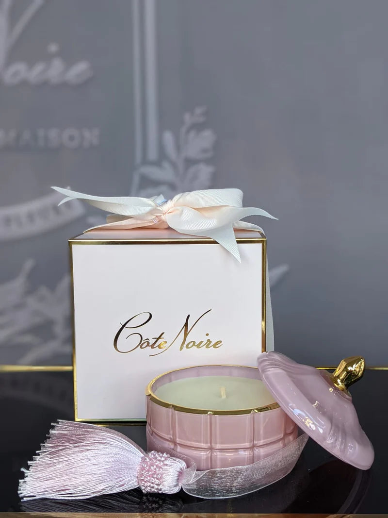 Bougie art deco rose - Maison porcel  | Porcelaine