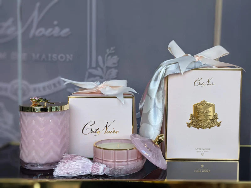 Bougie art deco rose - Maison porcel  | Porcelaine