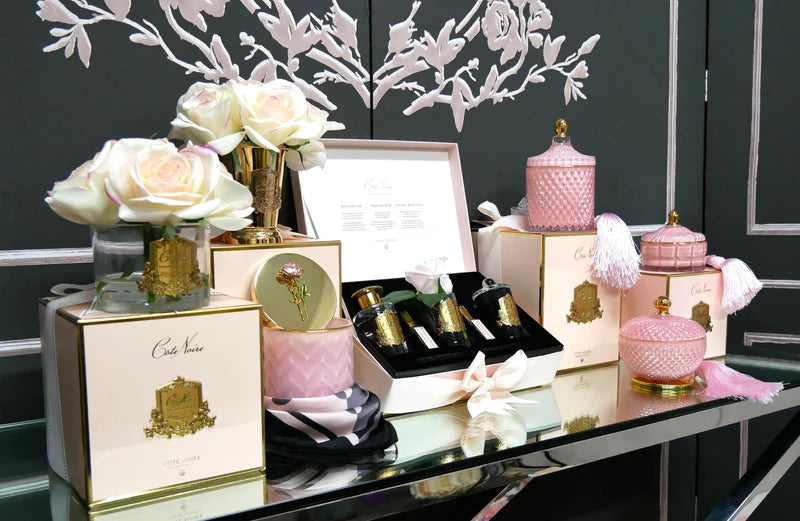 Bougie art deco rose - Maison porcel  | Porcelaine