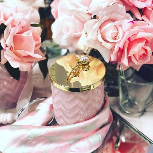 Bougie foulard rose - Maison porcel  | Porcelaine