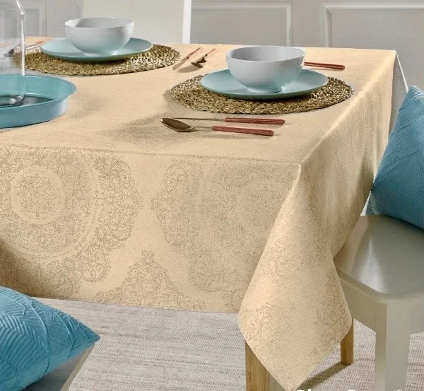 Nappe anti tache Nerea beige - Maison porcel  | Porcelaine