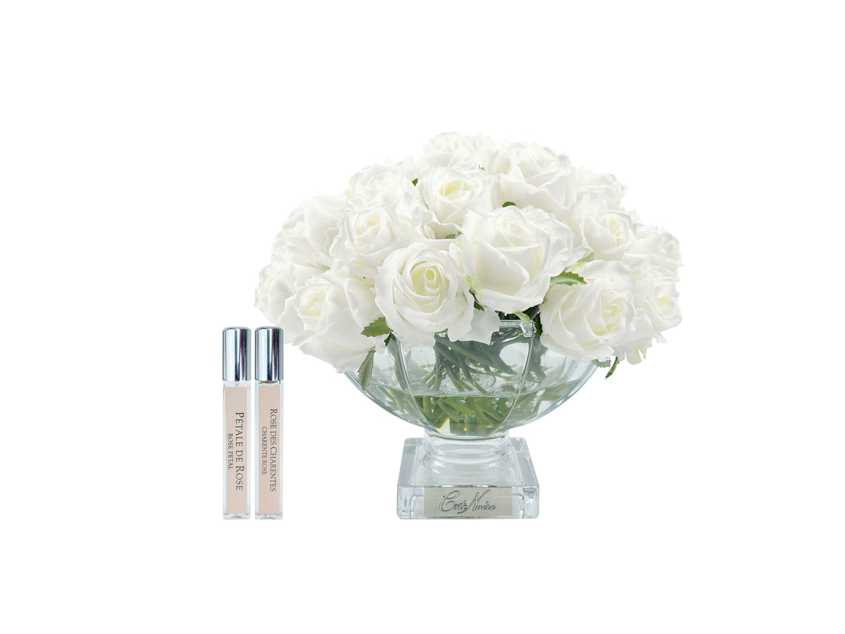 Bouquet luxury 37 roses blanche argent - Maison porcel  | Porcelaine