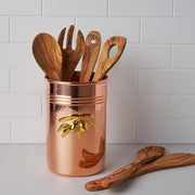 Historia utensil holder with 6 pieces in olive wood