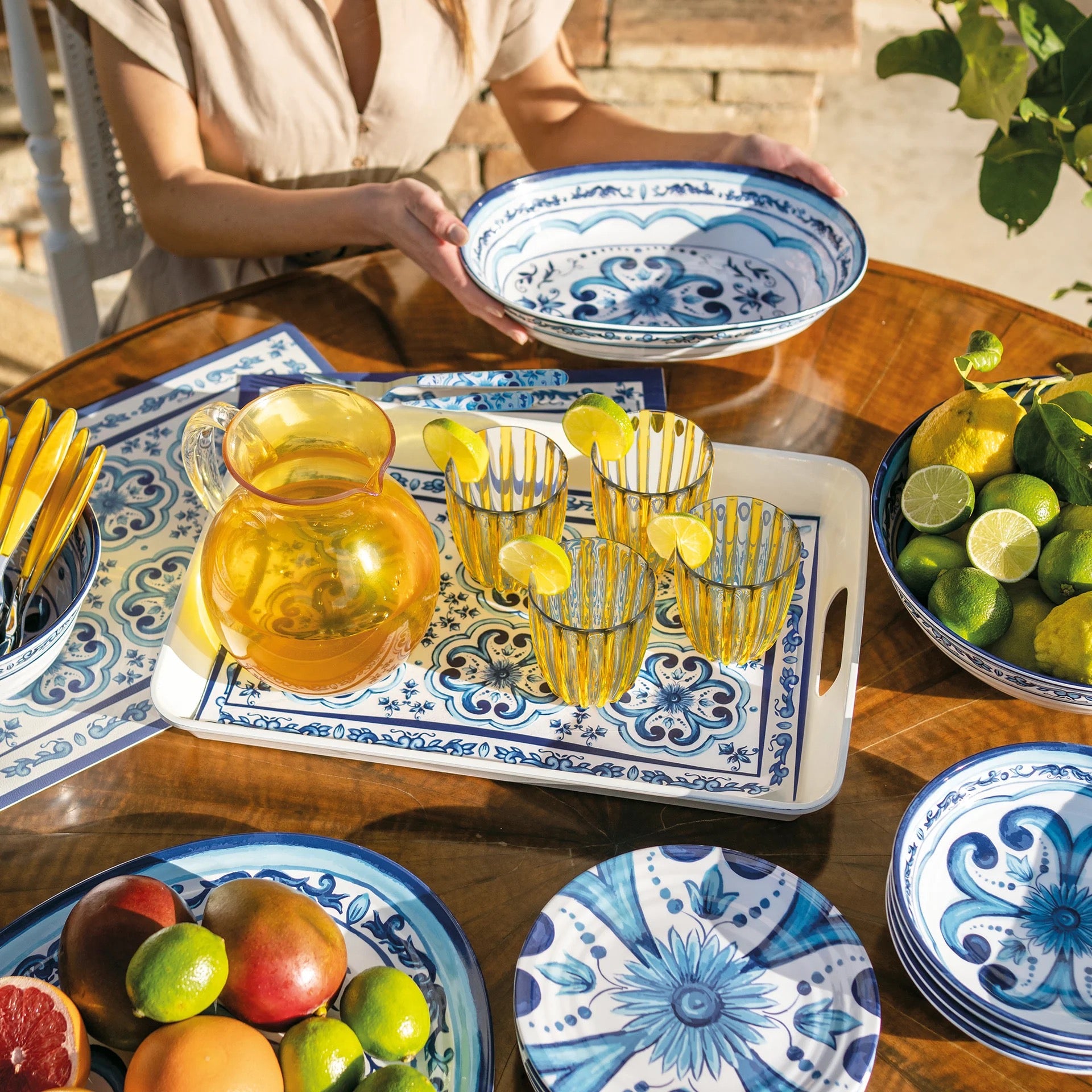 Plateau rectangle en mélamine - Blues