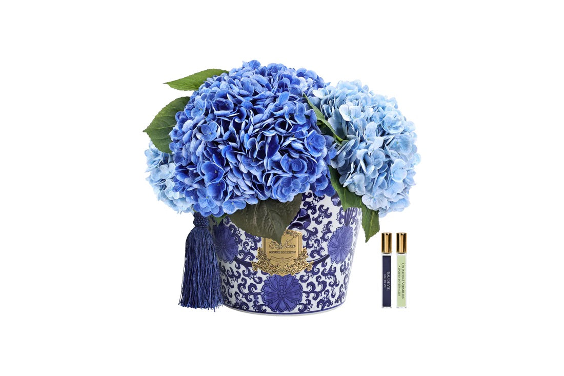 Bouquet of Blue Hydrangeas - Oriental Vase