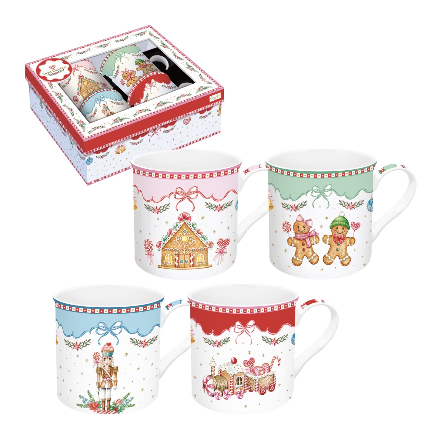 Coffret 4 mugs en porcelaine - Sweet Christmas