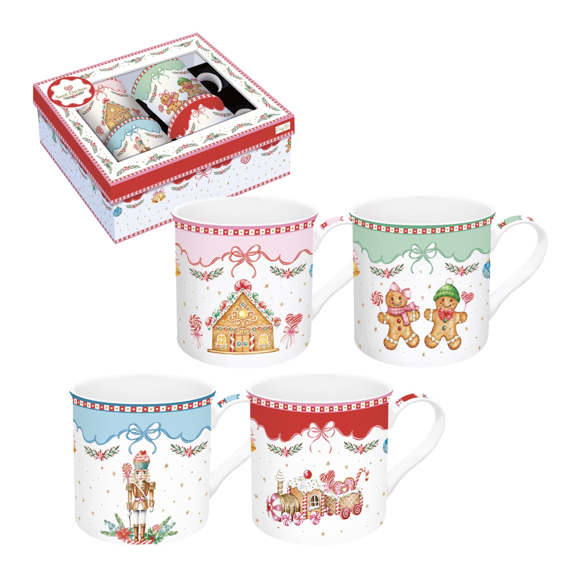 Coffret 4 mugs en porcelaine - Sweet Christmas