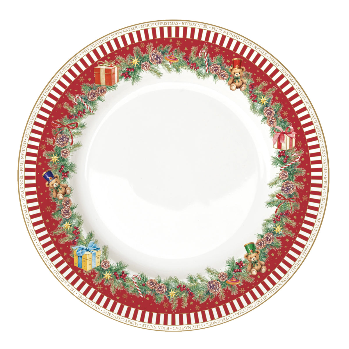 Assiette plate de Noël en porcelaine – Christmas Teddy