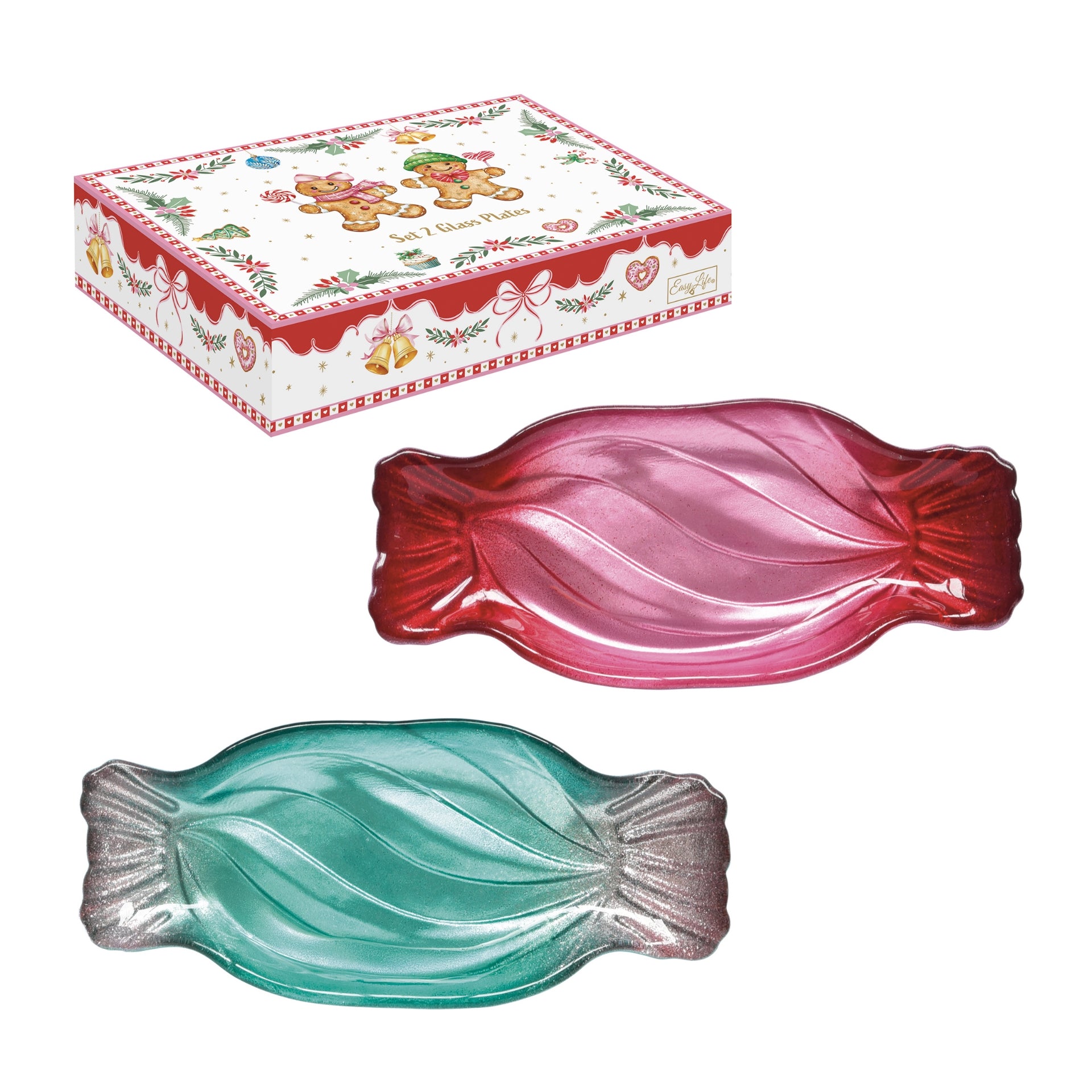 Coffret 2 plats en verre bonbon - Sweet Christmas