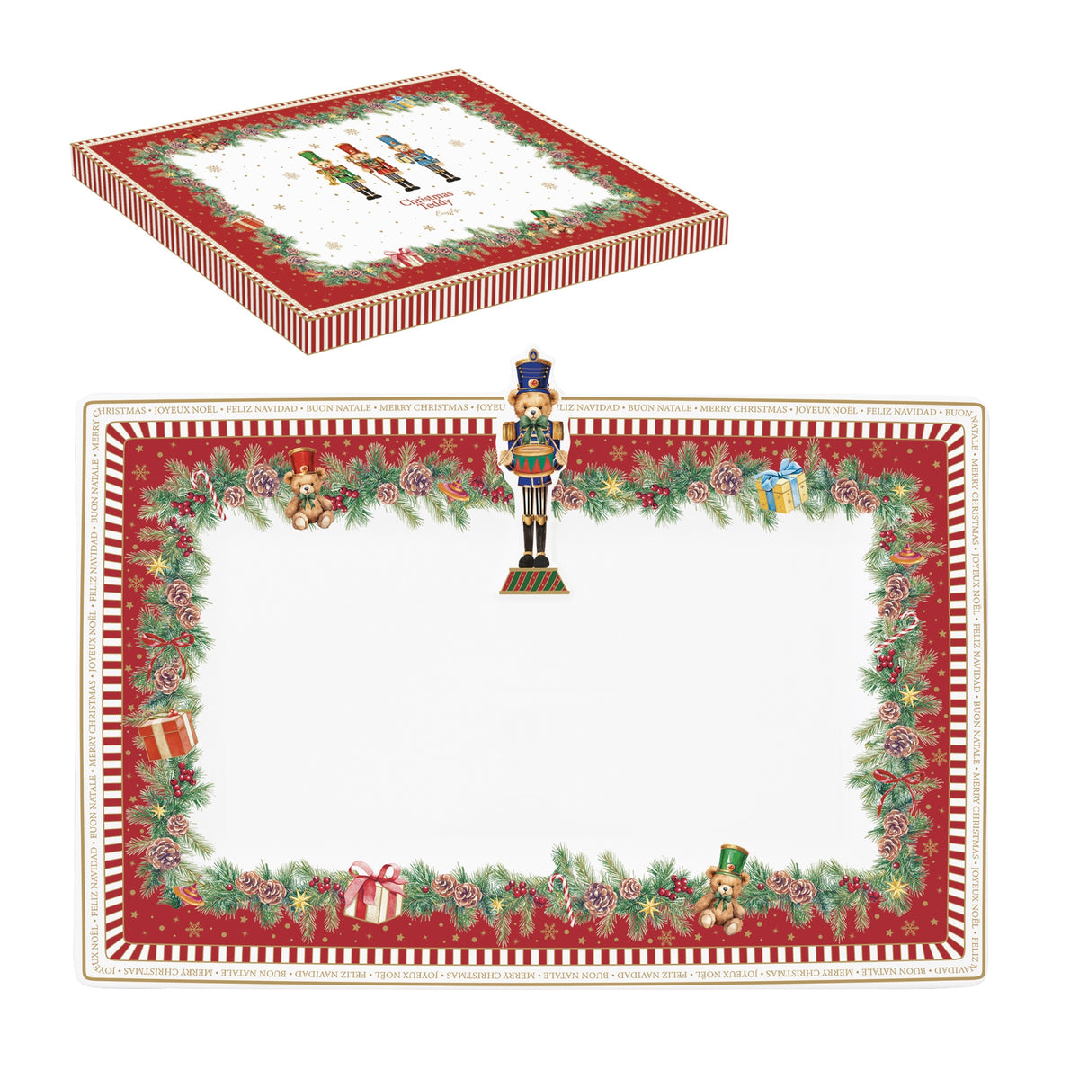 Plat à cake de Noël en porcelaine – Christmas Teddy