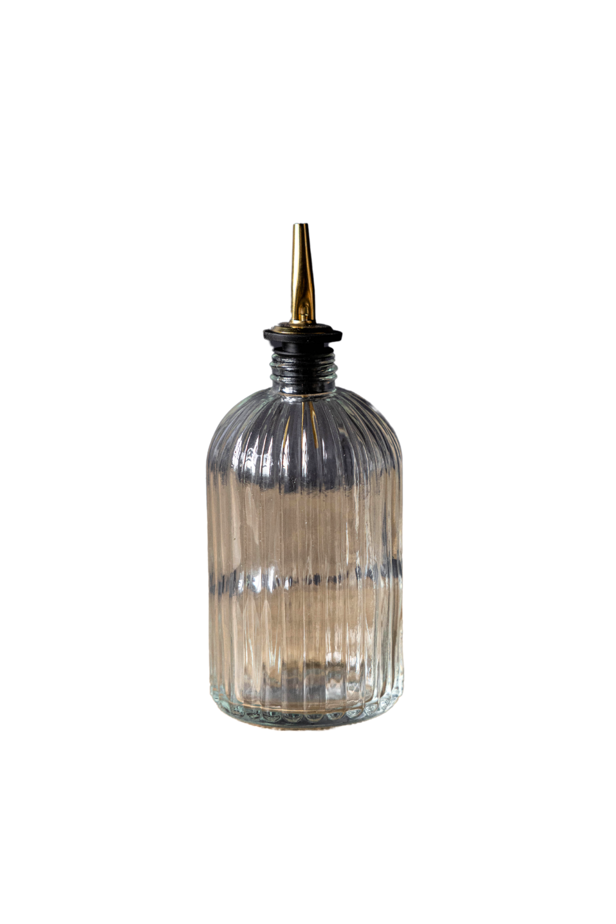 Fluted glass bottles for olive oil and vinegar