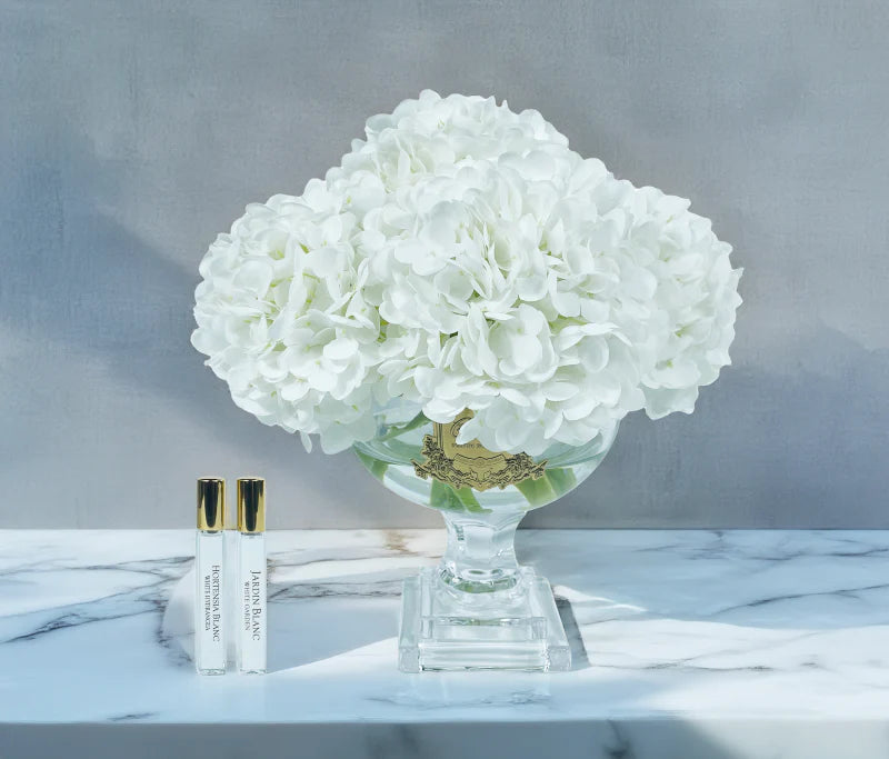 Moyen bouquet hortensia blanc badge or - cote noire