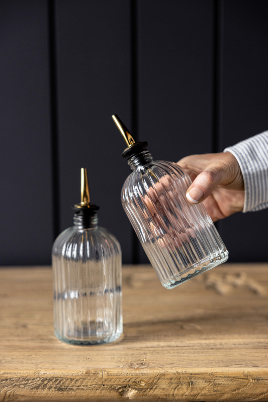 Bouteilles en verre cannelées pour huile d'olive et vinaigre