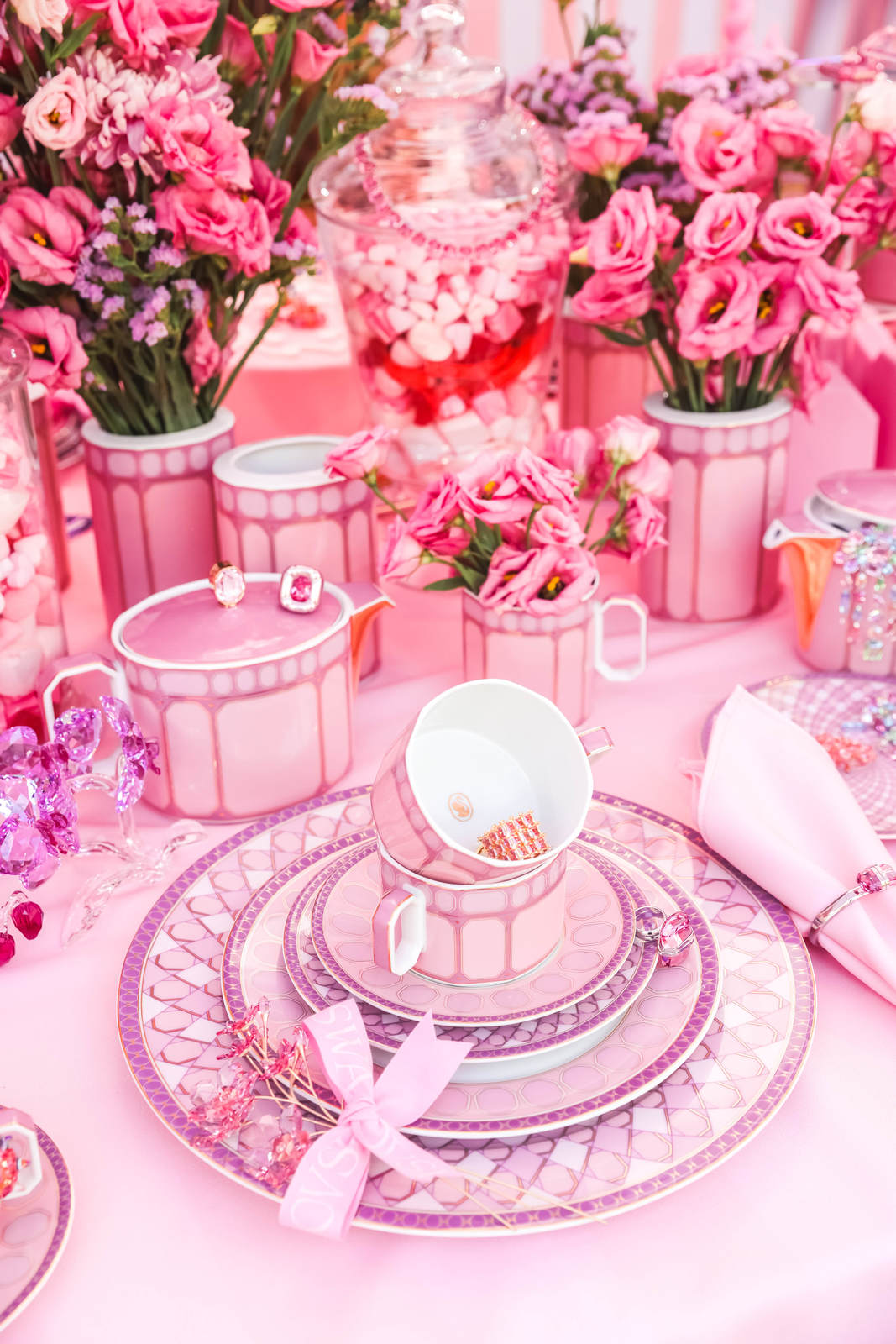 Assiette à dessert en porcelaine - Signum rose Swarovski